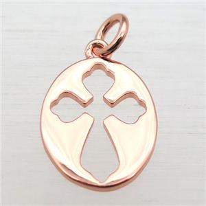 copper oval pendant, rose gold, approx 12-15mm [FN10990]