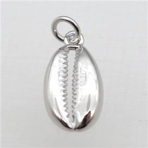 copper shell pendant, platinum plated, approx 10-15mm [FN10993]