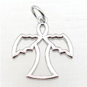 copper angel pendant, platinum plated, approx 10-17mm [FN10998]