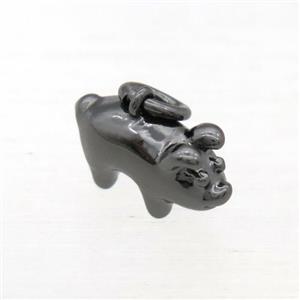 copper Pig pendant, black plated, approx 6-10mm [FN11010]