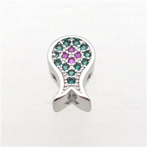 copper octopus beads pave zircon, platinum plated, approx 6-10mm [FN11014]