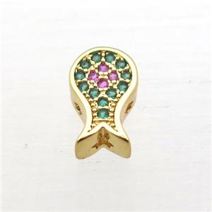 copper octopus beads pave zircon, gold plated, approx 6-10mm [FN11015]