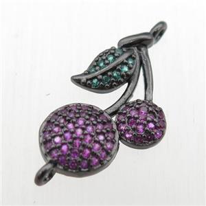 copper cherry connector paved zircon, black plated, approx 12-25mm [FN11028]