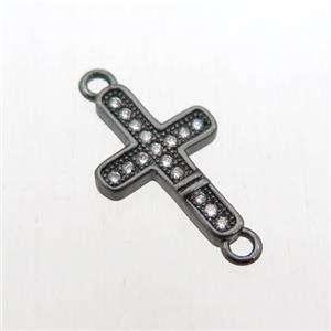 copper cross connector paved zircon, black plated, approx 10-18mm [FN11039]