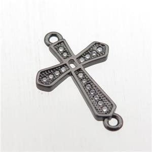 copper cross connector paved zircon, black plated, approx 14-20mm [FN11044]