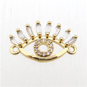 copper eye connector paved zircon, gold plated, approx 12-20mm [FN11051]