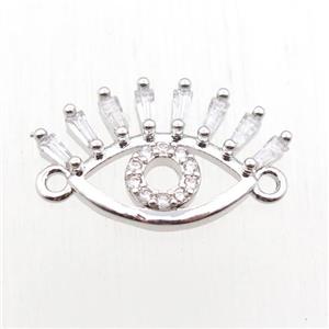 copper eye connector paved zircon, platinum plated, approx 12-20mm [FN11052]