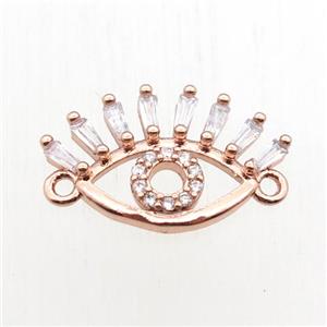 copper eye connector paved zircon, rose gold, approx 12-20mm [FN11053]