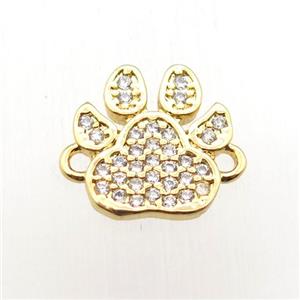 copper Paws connector paved zircon, gold plated, approx 12mm [FN11061]