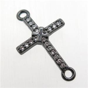 copper cross connector paved zircon, black plated, approx 11-20mm [FN11066]
