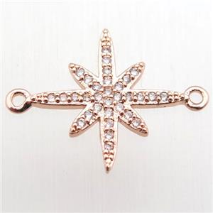 copper northstar connector paved zircon, rose gold, approx 18-22mm [FN11070]