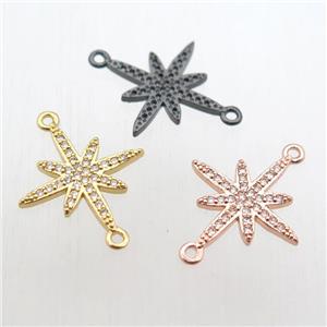 copper northstar connector paved zircon, mix color, approx 18-22mm [FN11072]