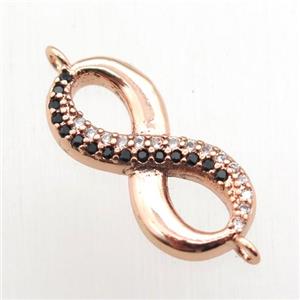 copper Infinity connector paved zircon, rose gold, approx 8-18mm [FN11073]