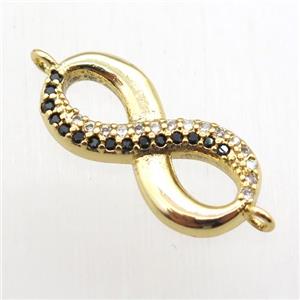 copper Infinity connector paved zircon, gold plated, approx 8-18mm [FN11074]