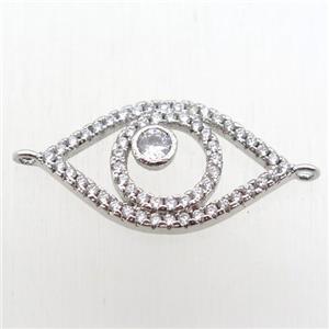copper eye connector paved zircon, platinum plated, approx 12-22mm [FN11087]