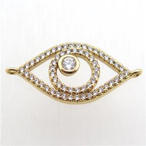 copper eye connector paved zircon, gold plated, approx 12-22mm [FN11088]