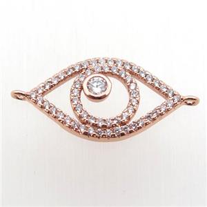 copper eye connector paved zircon, rose gold, approx 12-22mm [FN11089]
