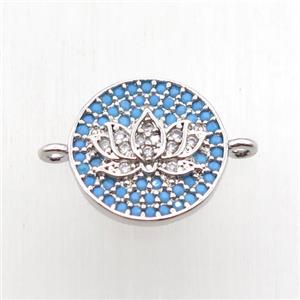 copper lotus connector paved zircon, platinum plated, approx 13mm dia [FN11096]