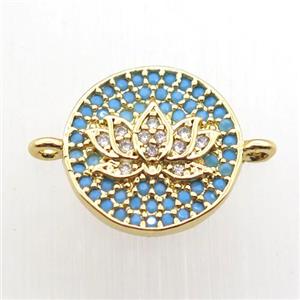 copper lotus connector paved zircon, gold plated, approx 13mm dia [FN11097]