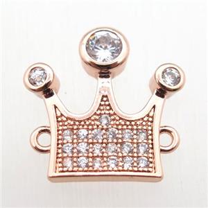 copper crown connector paved zircon, rose gold, approx 15-15mm [FN11105]