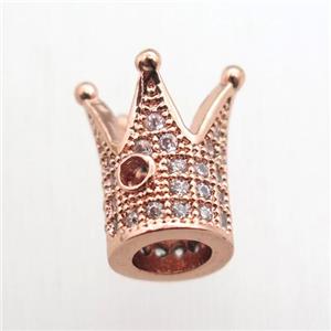 copper crown beads paved zircon, rose gold, approx 6x8mm [FN11109-S]