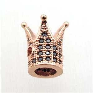 copper crown beads paved zircon, rose gold, approx 6x8mm [FN11114-S]