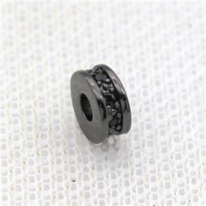 copper heishi beads paved zircon, black plated, approx 7mm dia [FN11126]