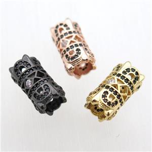 copper tube beads paved zircon, mix color, approx 8x15mm, 5mm hole [FN11136]