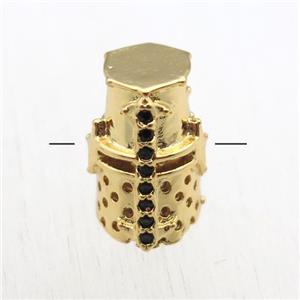 copper bead paved zircon, gold plated, approx 10-15mm [FN11138]
