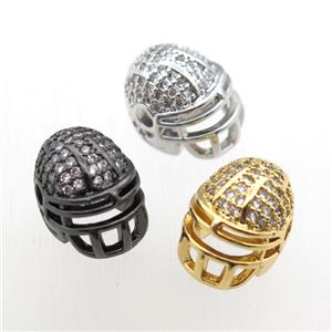 copper Helmet beads paved zircon, mix color, approx 10-12mm [FN11152]