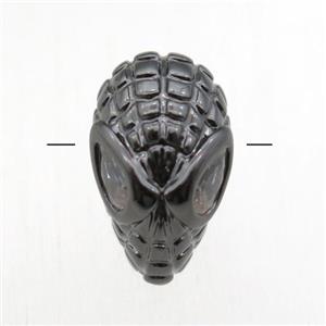 copper Aliens beads paved zircon, black plated, approx 10-14mm [FN11156]