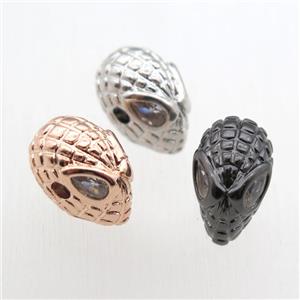 copper Aliens beads paved zircon, mix color, approx 10-14mm [FN11157]