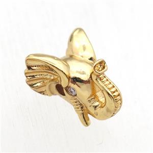 copper elephant beads paved zircon, gold plated, approx 12-15mm [FN11164]