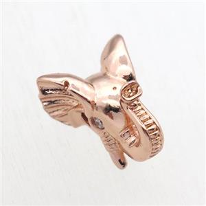 copper elephant beads paved zircon, rose gold, approx 12-15mm [FN11165]