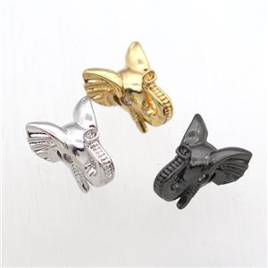 copper elephant beads paved zircon, mix color, approx 12-15mm [FN11167]