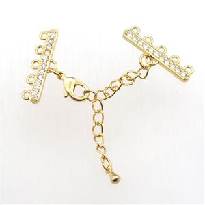 copper linkers paved zircon, gold plated, approx 6-26mm, chain 60mm length [FN11168]