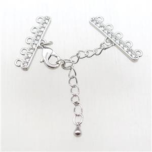 copper linkers paved zircon, platinum plated, approx 6-26mm, chain 60mm length [FN11169]