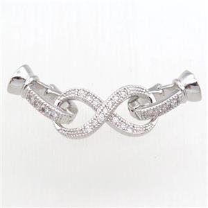 copper clasp paved zircon, platinum plated, approx 6-14mm, 10-20mm [FN11173]