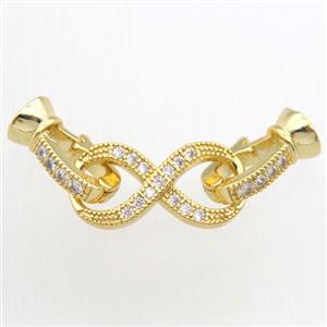 copper clasp paved zircon, gold plated, approx 6-14mm, 10-20mm [FN11174]