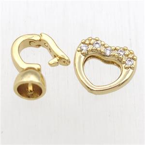 copper clasp paved zircon, gold plated, approx 12mm, 6-12mm [FN11175]
