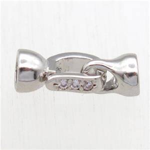 copper clasp paved zircon, platinum plated, approx 10-18mm [FN11179]