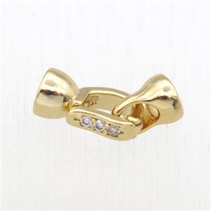 copper clasp paved zircon, gold plated, approx 10-18mm [FN11180]