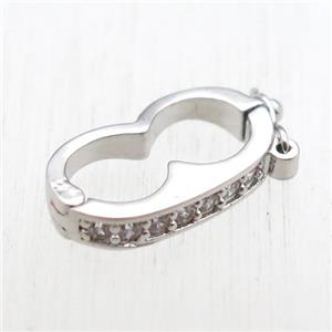 copper clasp paved zircon, platinum plated, approx 10-20mm [FN11181]