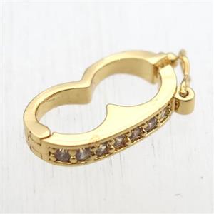 copper clasp paved zircon, gold plated, approx 10-20mm [FN11182]