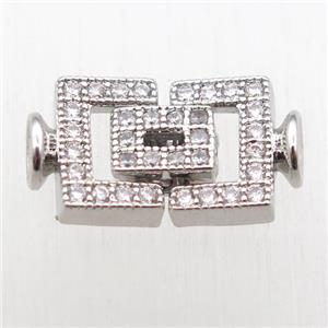 copper clasp paved zircon, platinum plated, approx 10-20mm [FN11184]