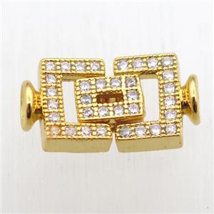 copper clasp paved zircon, gold plated, approx 10-20mm [FN11185]