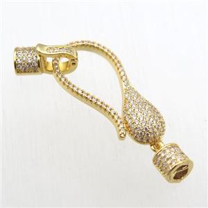 copper clasp paved zircon, gold plated, approx 18-41mm, 6-8mm [FN11189]