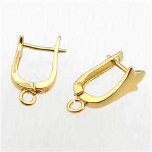 copper Latchback Earrings with loop, gold plated, approx 10-16mm [FN11192]