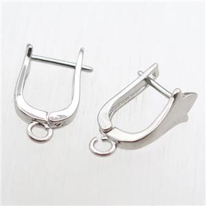copper Latchback Earrings with loop, platinum plated, approx 10-16mm [FN11193]