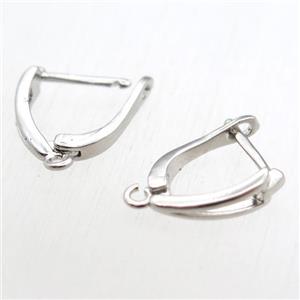 copper Latchback Earrings with loop, platinum plated, approx 12-16mm [FN11194]